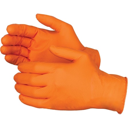 Mcr Safety NitriShield with Grippaz, Disposable Gloves, 6 mil Palm, Nitrile, Powder-Free, L, 100 PK, Orange 6016OL